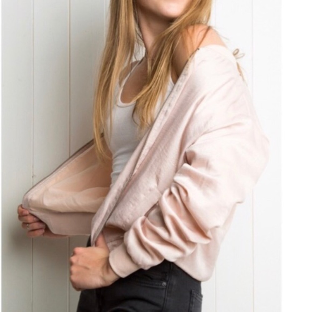 Brandy mellville light pink bomber jacket